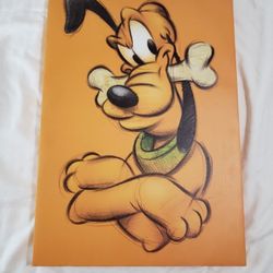 Be A Dog Painting Pluto Canvas Print Picture Wall Art 23” X 16” Disney store