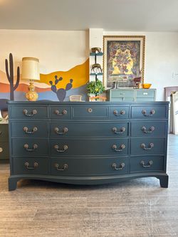 Dark Grey Dresser / 12 Drawer / Vintage!