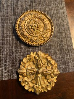 Set of 2 circle gold Biege wall decorations