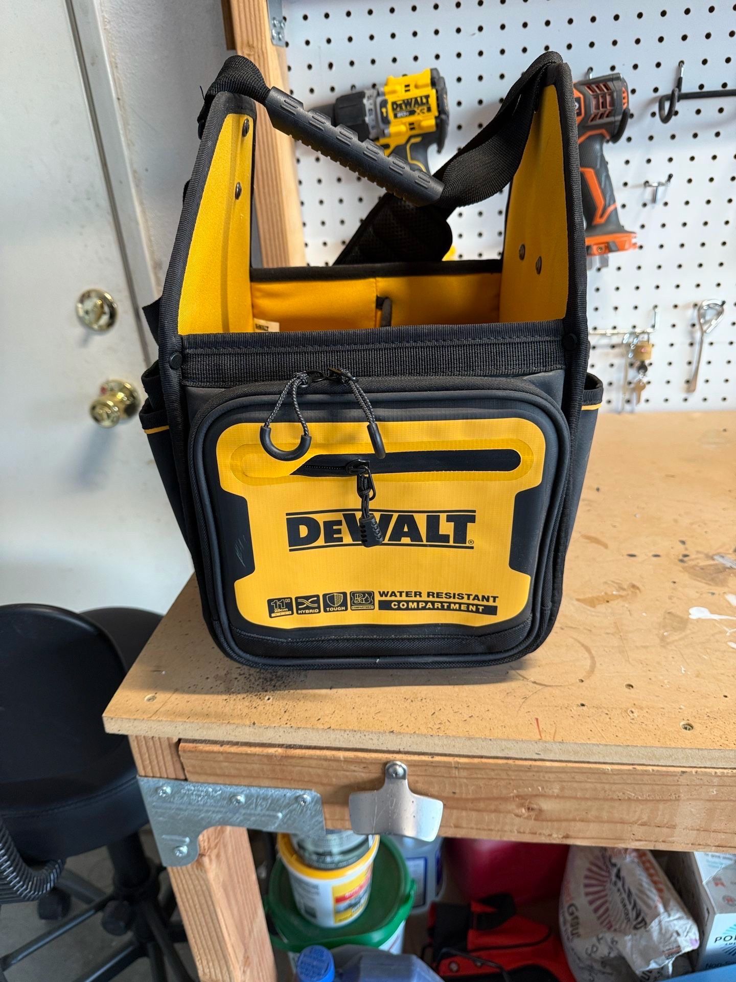 DEWALT Black - Yellow Ballistic nylon 9.375-Inches Zippered Electrician's tote