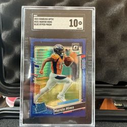 2023  Optic - Rated Rookie Marvin Mims #231 Blue Hyper Prizm SGC Gem 10