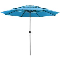 10ft Patio Umbrella Outdoor 3 Tier Vented Table Umbrella with 8 Sturdy Ribs