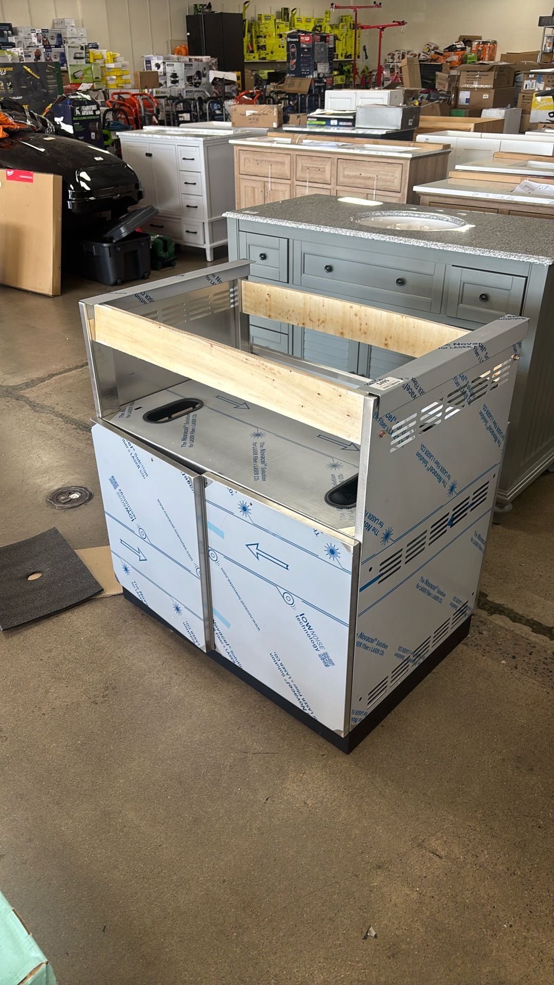 Outdoor Kitchen Stainless Steel 33 in. W x 36.4 in. H x 23 in. D Insert Gas Grill Cabinet