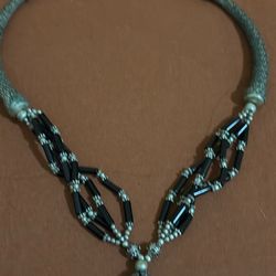 925 Silver & Black Onyx Beaded Necklace 