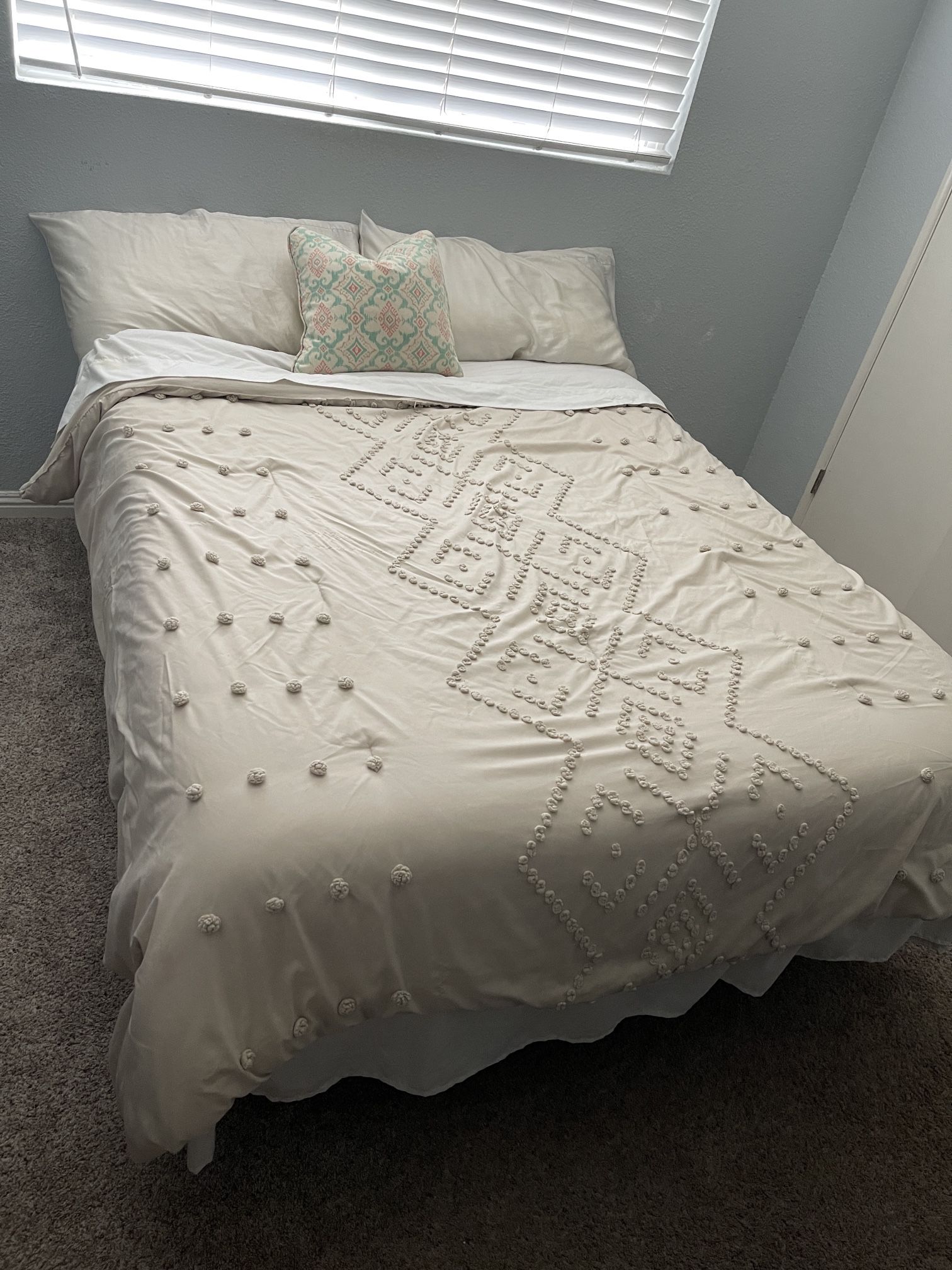 Purple Mattress, Cover, and Bed Frame