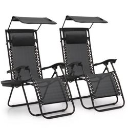 2 Zero Gravity Chairs with Canopy, (New in Box)