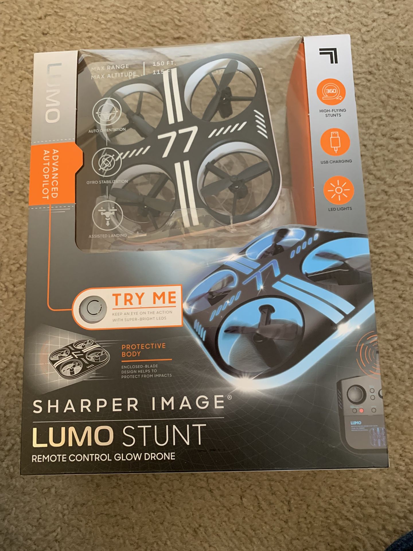 Sharper Image Lumo Stunt Remote Controle Glow Drone New