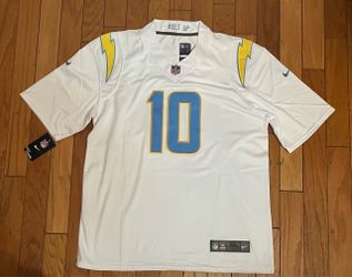 White blue chargers Justin Herbert jersey