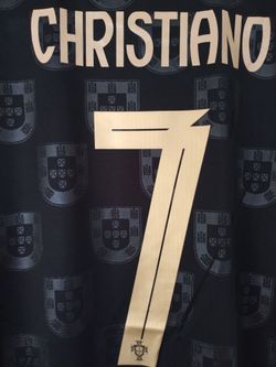 Christiano Ronaldo Authentic Adidas Portugal Soccer Black Elegant Jersey