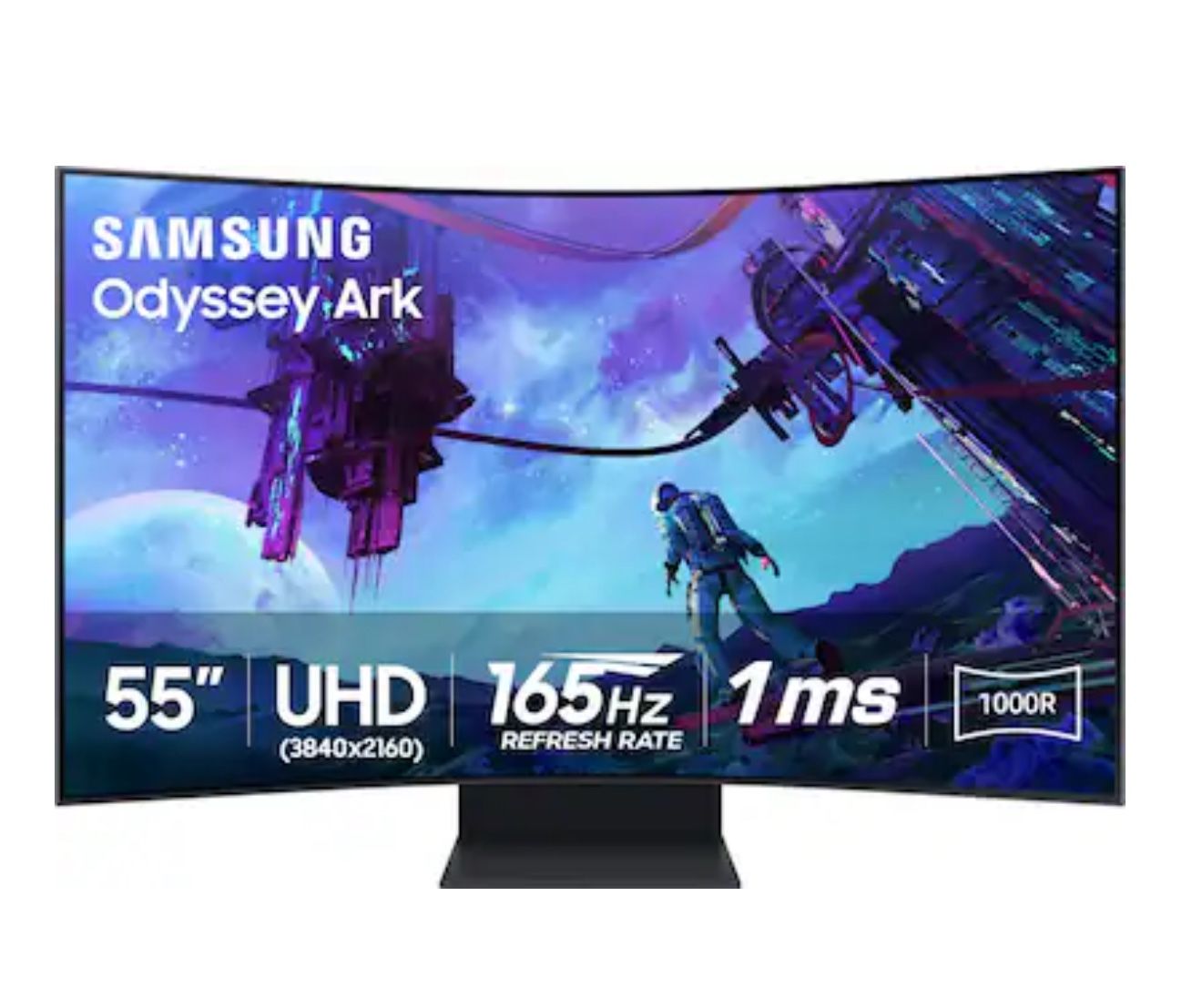 Samsung - 55" Odyssey Ark 2nd Gen. Curved 4K UHD Quantum Mini-LED FreeSync Prem Pro 1ms GTG Gaming Screen - Black