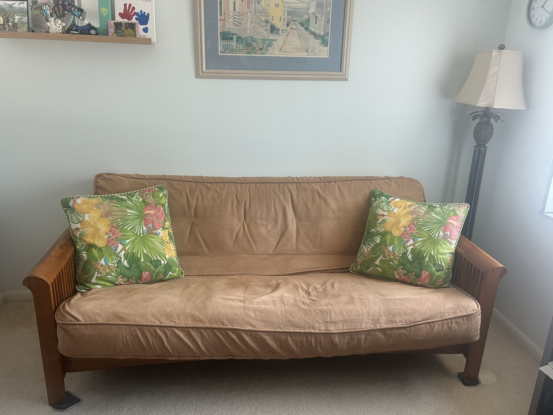 Wooden futon Couch Turns I To Bed