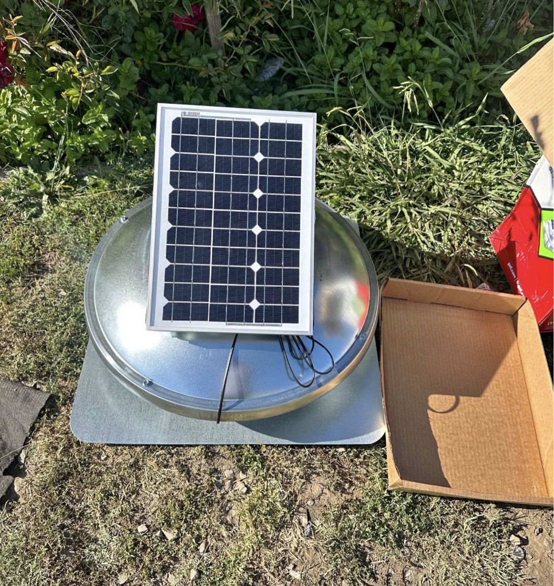 Galvanized Steel 15 Watt Solar Powered Static Roof Vent Mount Attic Fan by Master Flow