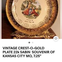1950’s Sabin Crest -O-Gold Porcelain Plate Courting Couple Kansas City Mo.