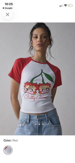 SOLD OUT UO Betty Boop Cherry Red Raglan Baseball Tee XS
