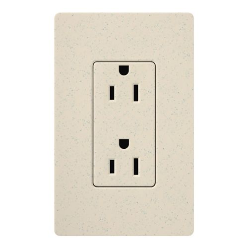 Lutron Electronics SCR-15-LS 15 Amp 125 VAC 2-Pole 3-Wire Limestone Duplex Dimming Receptacle - NEW