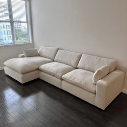 Beige Linen Cloud Couch Sectional (NEW) 