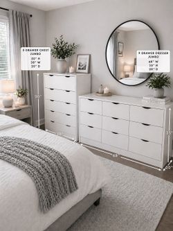 White 9 drawer dresser and 5 drawer chest ( jumbo set)