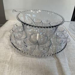 Vintage Candle, Wick Glass Punch Bowl Set