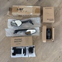 Electric Bike Accessories Mirror, Light, And Cell Phone Holder