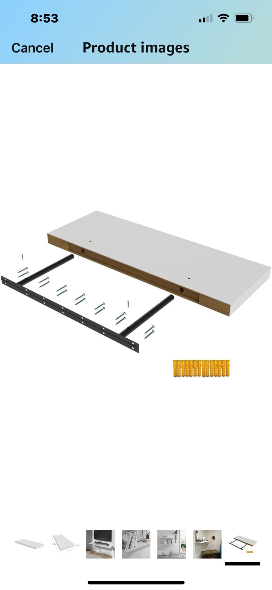 Wall Shelf Set of 1, White Floating Shelves 24 in W x 12.75 in D x 2 in H, Wooden Floating Wall Shelf with Invisible Brackets for Living Room/Bedroom/
