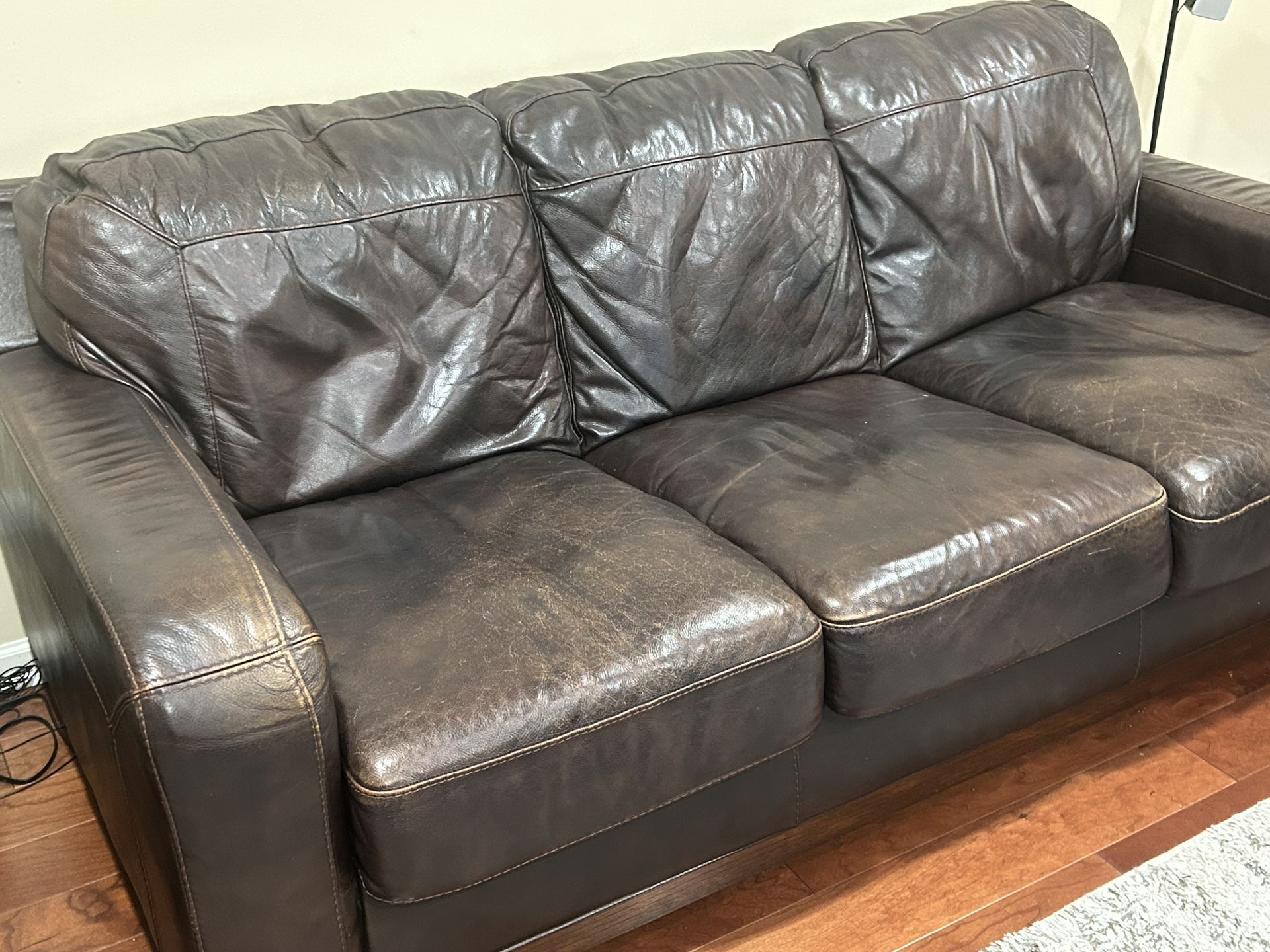 Ashley Leather Couch & Loveseat Set – Great Condition!