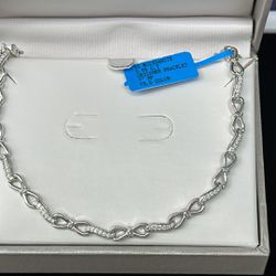 Sterling Silver Moissanite Women’s Infinity Bracelet