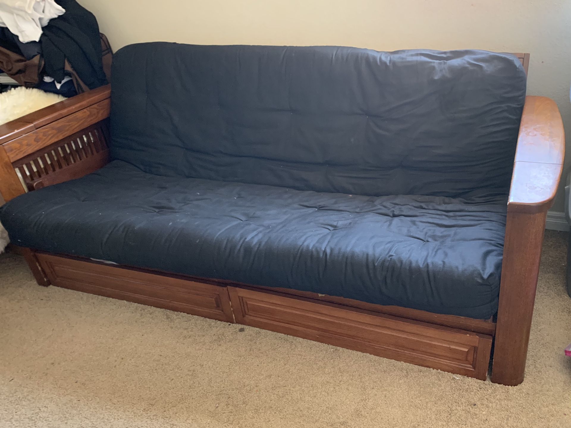 Full size Futon bed/couch with storage