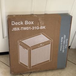 Brand New 31 Gallon Deck Box Outdoor Storage Waterproof Resin Lockable Patio Bin Gray