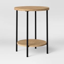 Wood and Metal Round End Table