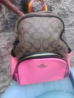 Coach Signature Court Backpack – Neon Pink / Rainbow Pride Edition