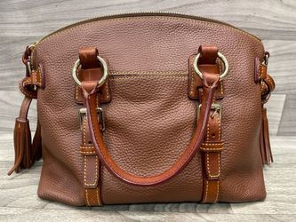 Dooney & Bourke Pebbled Leather Satchel Brown Tassel (A1D029379)