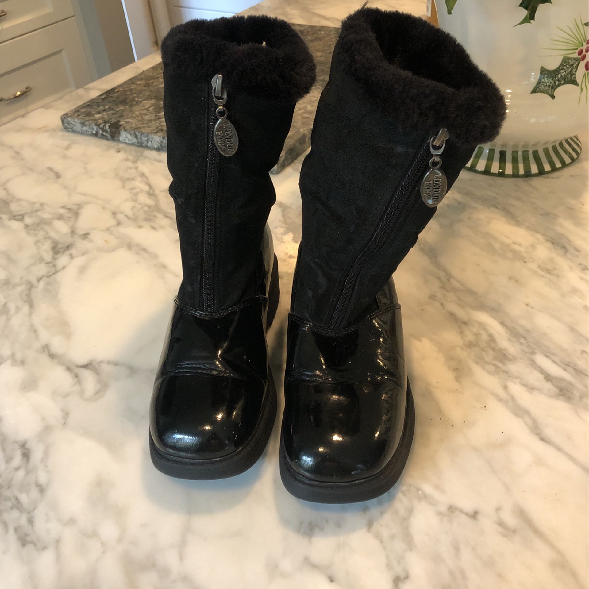 Girls Snow Winter Boots Black Fur 3M