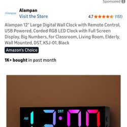 12" Large Digital Wall Clock