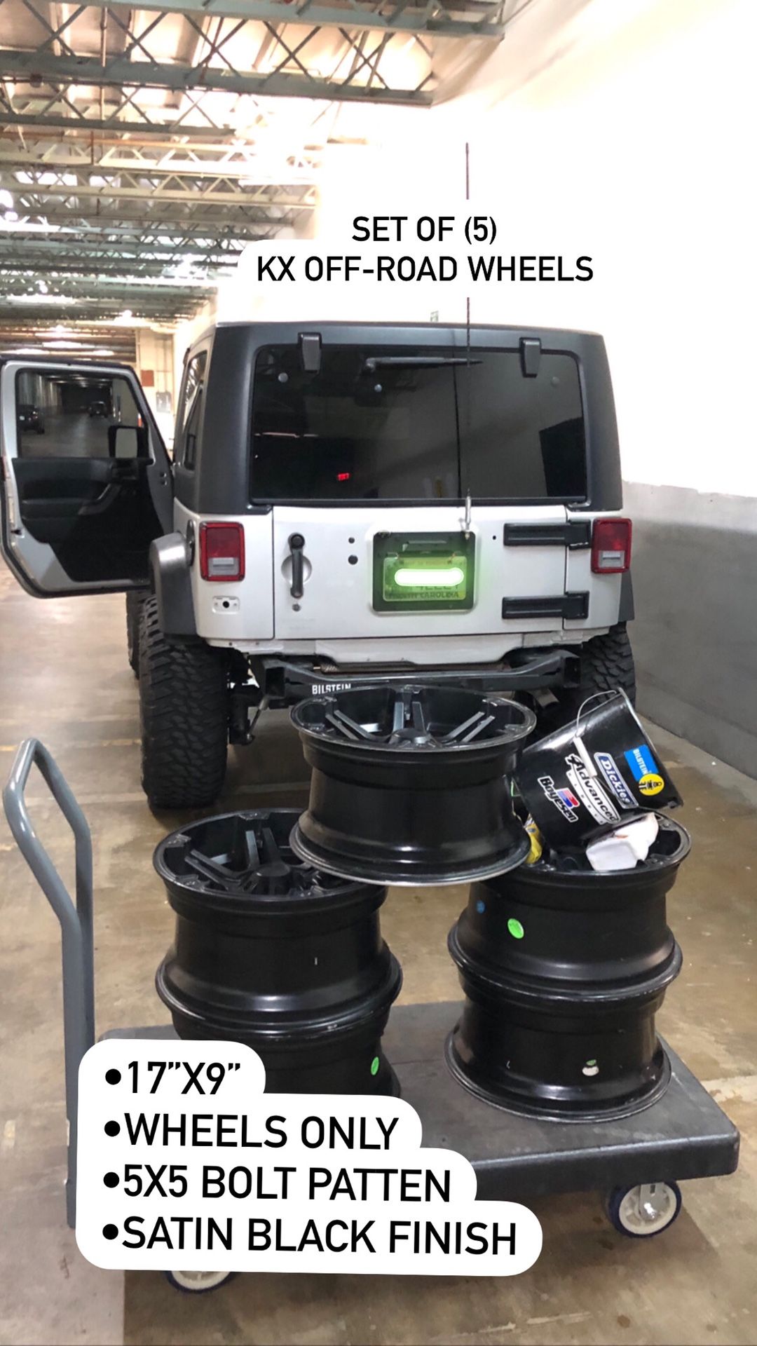 -12 Offset Jeep Wrangler Wheels (5 Wheels no tires)