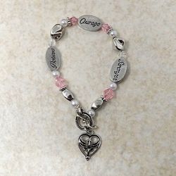 BELIEVE COURAGE STRENGTH Heart Bracelet & Gift Box NEW