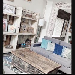 Grey And Brown Wooden Rustic Coffee Table 