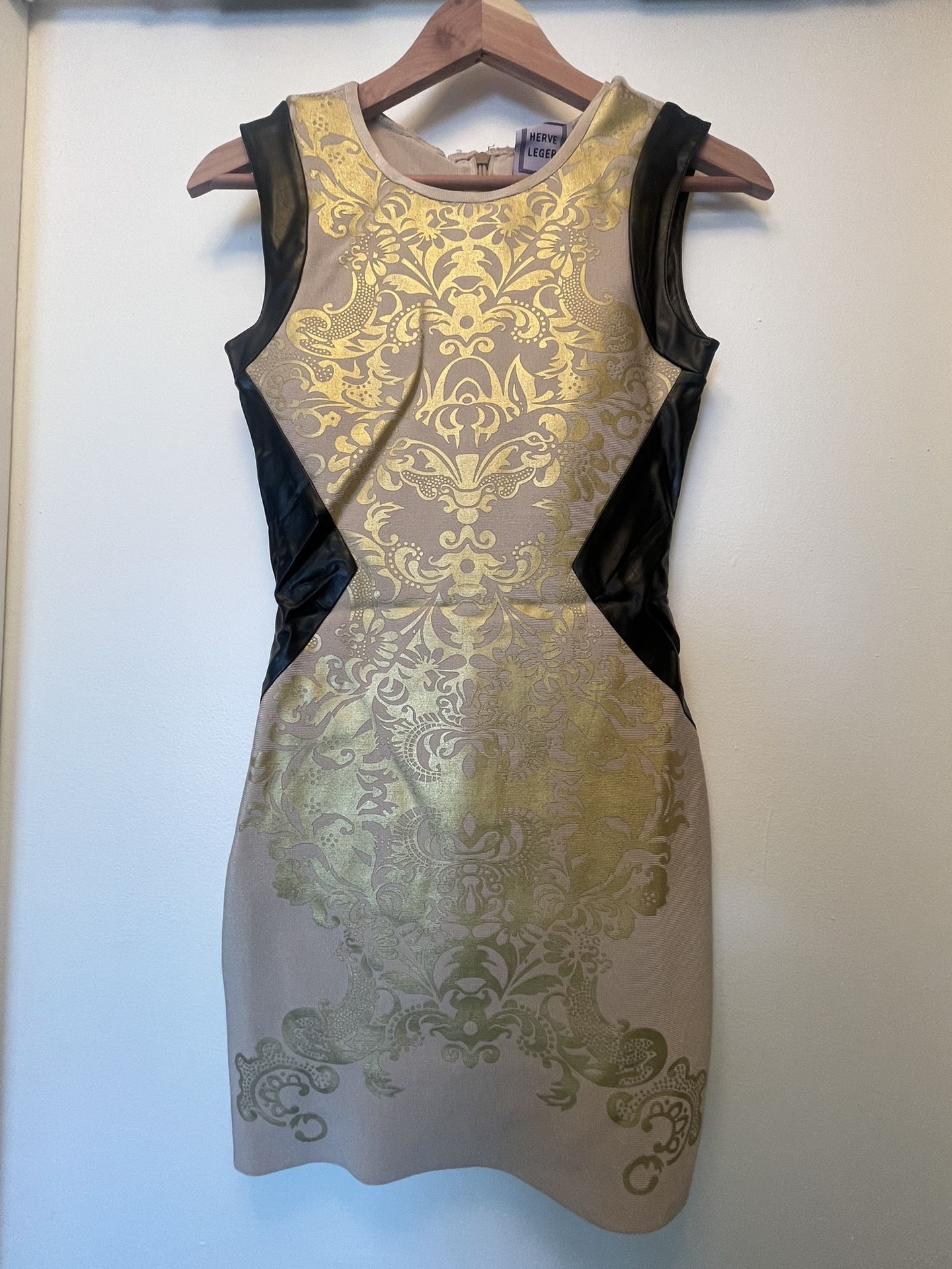 Herve Ledger Gold Black Brown Dress