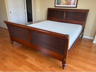 Ethan Allen Solid Wood California King Sleigh Bed – Made in USA