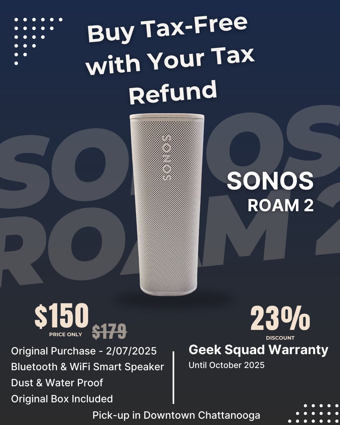 π Sonos Roam 2 (White) β $150 | Portable Smart Speaker + Warranty | Tax-Free