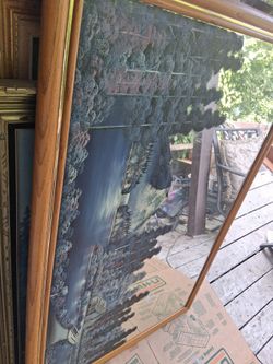 Large painted picture on a mirror