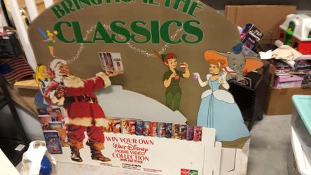 Disney Cardboard VHS Store Display 4’ Tall
