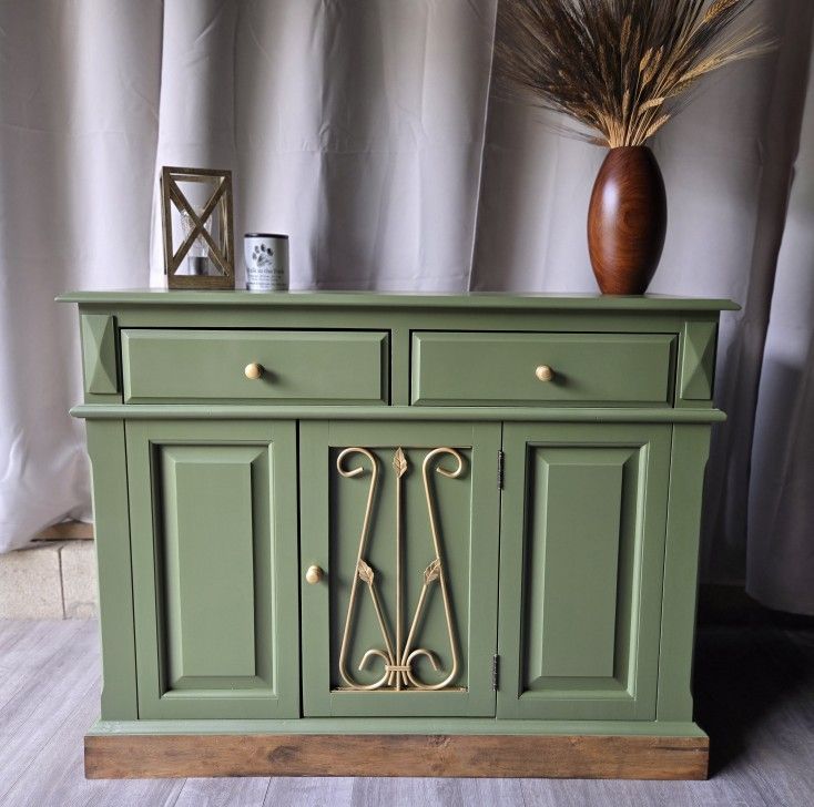 Olive Green Buffet/Entertainment Center/Sideboard/Entry Console