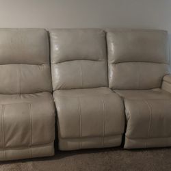 Beige 3 Seater Recliner Sofa