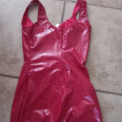 Women's Meduim-Large Red Vinyl Zipper Dress