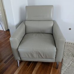 Kasala Grey/Brown Leather Wall Power Recliner