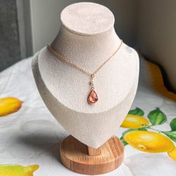 Boho Bridal Necklace, Peach Teardrop, Bridgerton Jewelry, Victorian, Romantic
