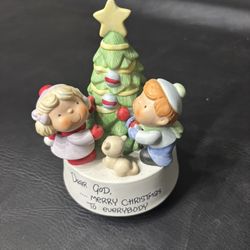 Dear God Merry Christmas To Everybody  Kids Porcelain Spinning Music Box