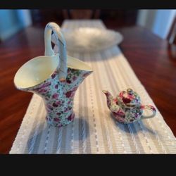 Formalities By Baum Bros Tea Pot Trinket And Basket Vase