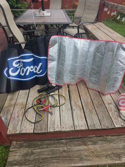 Jumper cables + Scissor jack + windshield cover front and back