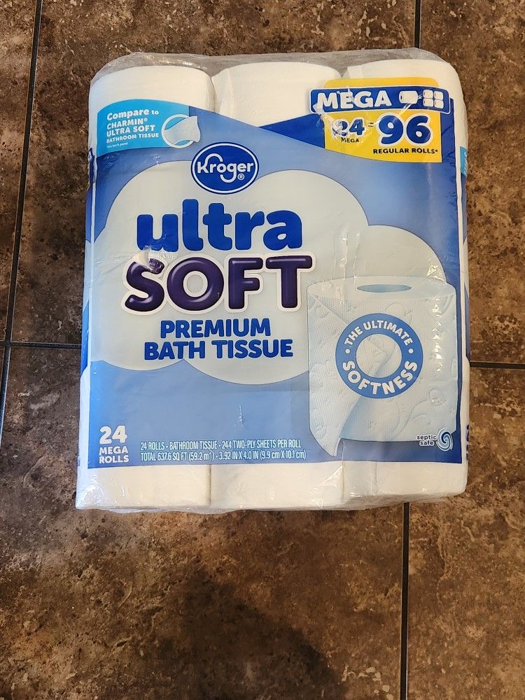 Kroger Toilet Paper 24 Mega Rolls=96 Regular Rolls 
